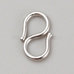 Rhodium Plated 925 Sterling Silver S-Hook Clasps, with 925 Stamp, Platinum, 9x5.5x1mm(FIND-WH0110-717A-P)