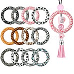 12Pcs 12 Styles Animal Print Silicone Beads, Ring, Mixed Color, 64.5~65x9.5~10mm, Hole: 3~4mm, 1pc/style(SIL-CJ0001-33)