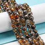 Natural Agate Beads Strands, Dyed & Heated, Round, Faceted, Camel, 6mm, Hole: 1mm, about 62pcs/strand, 14.37~14.76 inch(36.5~37.5cm)(X-G-C082-A01-14)