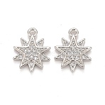 Brass Micro Pave Clear Cubic Zirconia Charms, Lead Free & Cadmium Free, Star, Platinum, 14x11x2mm, Hole: 1.2mm(X-KK-A156-20P)