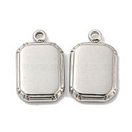 304 Stainless Steel Charms, Octagon Charm, Stainless Steel Color, 15x10x4mm, Hole: 1.4mm(STAS-L022-185P)