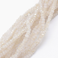 Electroplate Glass Beads Strands, Imitation Jade, Half Rainbow Plated, Faceted, Rondelle, PapayaWhip, 2.5x1.5mm, Hole: 0.5mm, about 197~201pcs/strand, 12.9 inch(33cm)(EGLA-J144-HR-C05)
