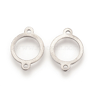 201 Stainless Steel Links, Open Back Bezels, For DIY UV Resin, Epoxy Resin, Pressed Flower Jewelry, Ring, Stainless Steel Color, Tray: about 12mm, 18x13x1mm, Hole: 1.5mm(X-STAS-S057-28)