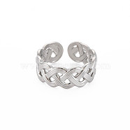 304 Stainless Steel Wave Wrap Open Cuff Ring for Women, Stainless Steel Color, US Size 8 1/2(18.5mm)(RJEW-S405-217P)