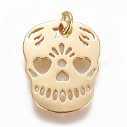Brass Pendants, Skull, Golden, 20x15x1.5mm, Hole: 3mm(X-KK-L188-03G)
