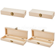 Pine Storage Box, Pencil Box, with Iron Findings, Rectangle, Blanched Almond, 20.9x7.95x3.7cm, Inner Diameter: 19.6x5.6cm(WOOD-WH0107-47)