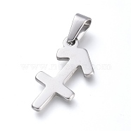 304 Stainless Steel Pendants, Constellation/Zodiac Sign, Stainless Steel Color, Sagittarius, 22.5x12x1.7mm, Hole: 3x6mm(STAS-L210-06J-P-01)