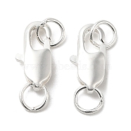 Brass Lobster Claw Clasps, with Jump Rings, 925 Sterling Silver Plated, 12x6x2.5mm, Hole: 3mm(KK-P249-05B-S)
