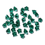 Transparent Czech Glass Beads, Flower, Green, 8.5x6.5mm, Hole: 1mm(X-GLAA-G070-05A-015)