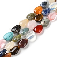 Natural and Synthetic Mixed Stone Beads Strands, Flat Teardrop, 13~14x9.5~10x5~5.5mm, Hole: 1.2mm, about 28pcs/strand, 15.16''(38.5cm)(G-K357-A11-01)