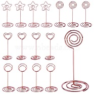 16Pcs 4 Style Carbon Steel Name Card Holder, Photo Memo Holders, with Swirl Wire Clip, for Desktop, Party Decoration, Mixed Shapes, Rose Gold, 4pcs/style(AJEW-SZ0001-82)