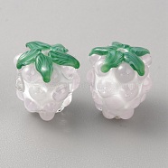 Handmade Lampwork Beads, Grape, White, 14x12mm, Hole: 1.5mm(LAMP-WH0012-02A)