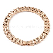 Brass Link Chain Bracelets for Women Men, Light Gold, Bat, 7-3/8 inch(18.6cm), Link: 12x8.5x3mm(BJEW-P324-01H-KCG)
