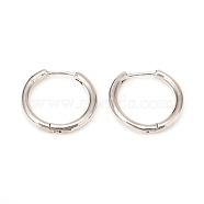 Brass Huggie Hoop Earrings, Ring, Platinum, 16x17x2mm, Pin: 1mm(KK-D160-55P)