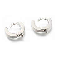 Personalized Unisex 304 Stainless Steel Hoop Earrings, Hypoallergenic Earrings, Stainless Steel Color, 9 Gauge, 13x12x3mm, Hole: 1mm, Pin: 1mm(EJEW-G120-59P)