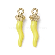 Ion Plating(IP) 304 Stainless Steel Pendants, with Enamel, Real 18K Gold Plated, Horn of Plenty/Italian Horn Cornicello Charms, Yellow, 30x7.5x7mm, Hole: 2mm(STAS-K277-06D-03)