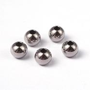 Solid Round 202 Stainless Steel Beads, Stainless Steel Color, 6x5mm, Hole: 2mm(STAS-O091-B-04P)