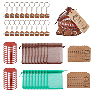 Silicone Rugby Pattern Cord Bracelet, with Rugby PVC Plastic Keychain and  Rectangle Kraft Paper Price Tags and Organza Drawstring Bags, Mixed Color, 85~120x45~90x0.5~1.5mm(DIY-FH0005-17)