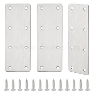 6Pcs 8-Hole 201 Stainless Steel Bracket, Flat Straight Connector for Cabinet Closet, with 36Pcs Screws, Rectangle, 140x50x2mm, Hole: 5mm(STAS-GA0001-52)