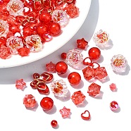 120Pcs 12 Styles Mixed Styles Acrylic Beads, Mixed Shapes, Red, 5.5~17.5x5.5~20x3.9~15mm, Hole: 1.5~3mm, 10pcs/style(MACR-YW0003-05F)