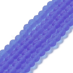 Transparent Glass Beads Strands, Faceted, Frosted, Rondelle, Medium Purple, 6x4.5mm, Hole: 1.4mm, about 86pcs/strand, 16.14 inch(41cm)(EGLA-A034-T6mm-MD31)