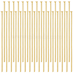 304 Stainless Steel Flat Head Pins, for Jewelry Making, Real 16K Gold Plated, 40x0.7mm, 21 Gauge, Head: 1.6mm, about 200pcs/box(STAS-BBC0004-37C)