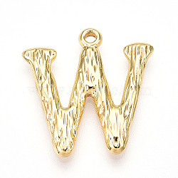 Brass Pendants, Letter Charms, Letter W, 22.5x22x3mm, Hole: 1.6mm(KK-N254-218G-W)