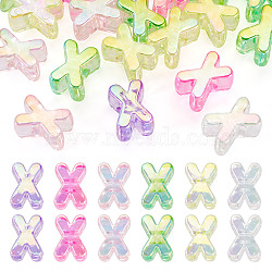 20Pcs UV Plating Transparent Acrylic European Beads, Large Hole Beads, Mixed Color, Letter X, 20.5x16.5x13.5mm, Hole: 6mm(OACR-TADJ0001-19X)