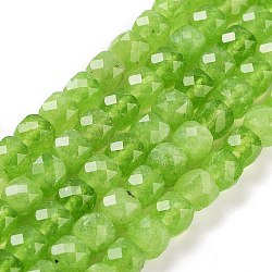 Natural White Jade Beads Strands, Faceted, Dyed, Cube, Green Yellow, 7x8x7mm, Hole: 1mm, about 47~48pcs/strand, 13.35~13.46''(33.9~34.2cm)(G-H028-A09-12)