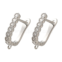 Rack Plating Brass Micro Pave Cubic Zirconia Hoop Earring Findings, Long-Lasting Plated, Lead Free & Cadmium Free, Platinum, 18.5x13x3mm, Hole: 1.4mm, Pin: 0.8mm(EJEW-H143-05P)