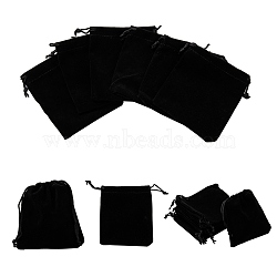 Rectangle Velvet Pouches, Candy Gift Bags Christmas Party Wedding Favors Bags, Black, 12x10cm(TP-R002-10x12-01)