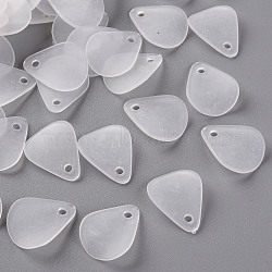 Transparent Frosted Acrylic Pendants, Petaline, White, 17x14x2.5mm, Hole: 1.8mm, about 2330pcs/500g(MACR-S371-09A-701)