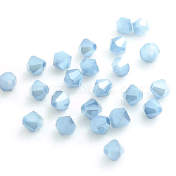 Electroplate Glass Imitation Jade Beads Strands, Faceted, Rainbow Color Plated, Grade AAA, Bicone, Sky Blue, 4mm, Hole: 1mm, about 92~96pcs/strand, 13.78~14.37 inch(EGLA-Q114-4mm-A11)