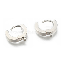 Tarnish Resistant Personalized Unisex 304 Stainless Steel Hoop Earrings, Hypoallergenic Earrings, Stainless Steel Color, 9 Gauge, 13x12x3mm, Hole: 1mm, Pin: 1mm(EJEW-G120-59P)