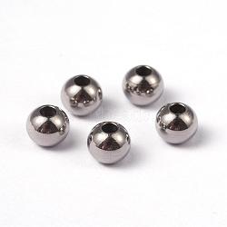 Tarnish Resistant Solid Round 202 Stainless Steel Beads, Stainless Steel Color, 6x5mm, Hole: 2mm(STAS-O091-B-04P)