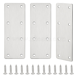 6Pcs 8-Hole 201 Stainless Steel Bracket, Flat Straight Connector for Cabinet Closet, with 36Pcs Screws, Rectangle, 140x50x2mm, Hole: 5mm(STAS-GA0001-52)