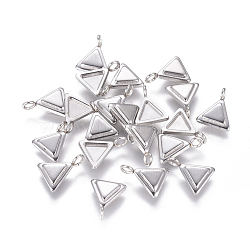 304 Stainless Steel Pendant Cabochon Settings, Triangle, Stainless Steel Color, Tray: 5x6mm, 11x9x2mm, Hole: 2mm(STAS-F222-023)
