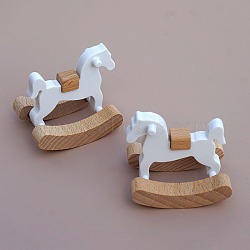 Wooden Rocking Horse Ornaments, Micro Landscape Home Dollhouse Accessories, Pretending Prop Decorations, Wheat, 54x38x50mm(PW-WG45736-01)
