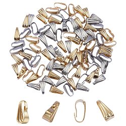 100Pcs 2 Colour 304 Stainless Steel Snap on Bails, Golden & Stainless Steel Color, 8.5x3.5x4mm, 50pcs/colour(STAS-SZ0001-92)