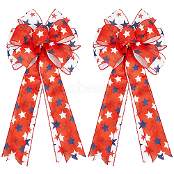 Handmade Woven Costume Accessories, Polyester Large Bowknot for Independence Day, Star, 510~515x290~295mm(AJEW-WH0471-13D)