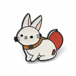 Animal Theme Enamel Pins, Alloy Brooches for Backpack Clothes, Rabbit, 27.5x28mm(JEWB-H029-02K-EB)