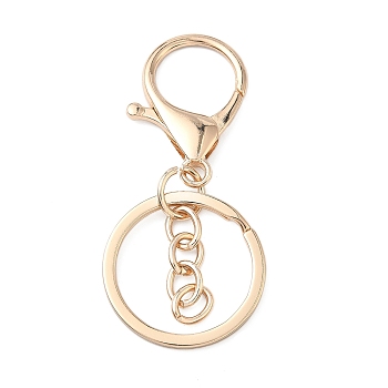 Alloy Keychain Clasps, with Iron Findings & Lobster Claw Clasps, Light Gold, 66.5mm