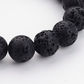 Natural Lava Rock Beads Strands, Round, 14mm, Hole: 1.2mm, about 29pcs/strand, 16 inch