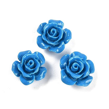 Synthetic Coral Carved Beads, Dyed, Flower, Dodger Blue, 12x7mm, Hole: 1.3mm