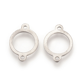 201 Stainless Steel Links, Open Back Bezels, For DIY UV Resin, Epoxy Resin, Pressed Flower Jewelry, Ring, Stainless Steel Color, Tray: about 12mm, 18x13x1mm, Hole: 1.5mm