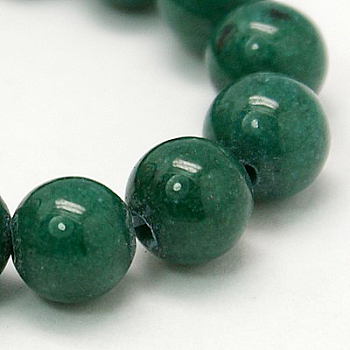 Natural Mashan Jade Round Beads Strands, Dyed, Green, 6mm, Hole: 1mm, about 69pcs/strand, 15.7 inch