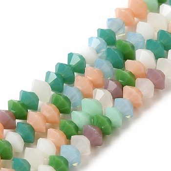 Electroplate Glass Beads Strands, Dice, Mixed Color, 4x2.5mm, Hole: 1mm, about 100pcs/strand, 10.63 inch(27cm)