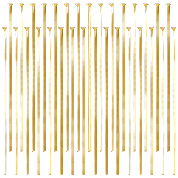 304 Stainless Steel Flat Head Pins, for Jewelry Making, Real 16K Gold Plated, 40x0.7mm, 21 Gauge, Head: 1.6mm, about 200pcs/box