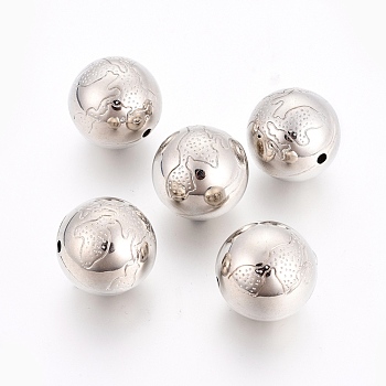 CCB Plastic Beads, Round, Platinum, 21.5mm, Hole: 2.5mm