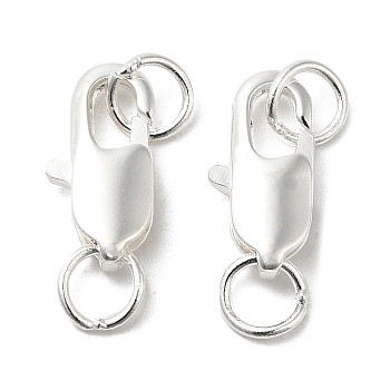Brass Lobster Claw Clasps, with Jump Rings, 925 Sterling Silver Plated, 12x6x2.5mm, Hole: 3mm